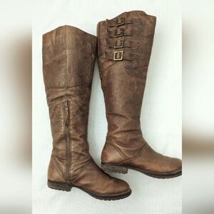 Steve Madden Miidori Leather Buckles Tall Boots Size 7M